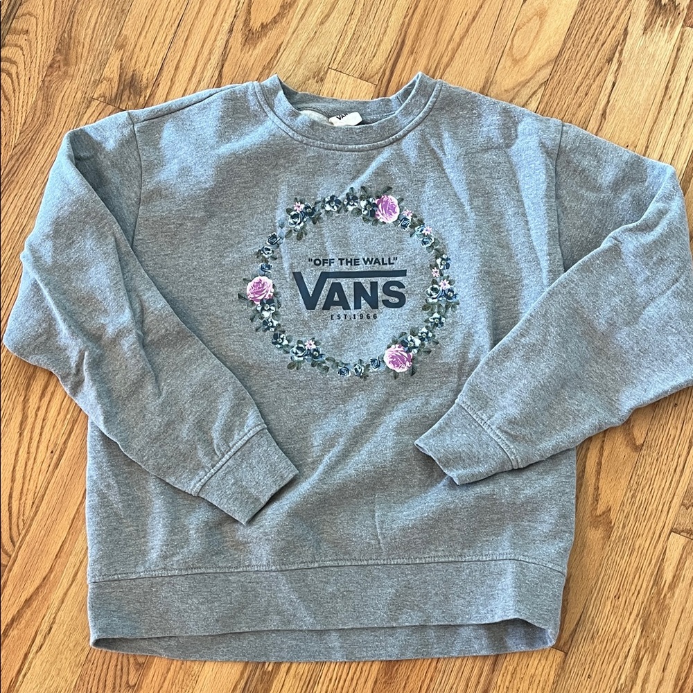 Vans Gray Sweatshirt with Floral Accents